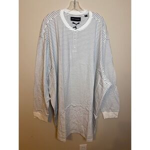 Good Counsel Wanzer Mens 6XL Long Sleeve Henley Shirt White Black Striped NWT